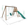 Station de jeux en bois avec portique 3 agrès et balançoire - Tulipe - Dimensions du produit
