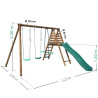 Portique en bois avec plateforme 3 agrès et toboggan - Violette - Dimensions du produit