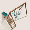Petite station balançoire en bois 2 agrès et toboggan en plastique - Menthe - Vue de dessus