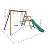 Petite station balançoire en bois 2 agrès et toboggan en plastique - Menthe - Dimensions