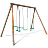 Portique balançoire en bois avec face-à-face et 2 balançoires – Polo - Vue 3/4 droite - Fond blanc