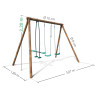 Portique balançoire en bois avec face-à-face et 2 balançoires – Polo - Dimensions du produit