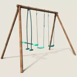 Portique balançoire en bois 3 agrès avec face à face POLO