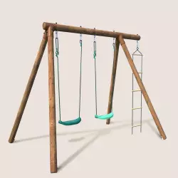Portique balançoire en bois 3 agrès avec échelle TONKA