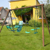 Portique balançoire en bois 4 agrès de 6 mois à 12 ans - 6 enfants - Suzanne - Usage familial en extérieur.