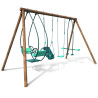 Portique balançoire en bois 4 agrès de 6 mois à 12 ans - 6 enfants - Suzanne - Vue 3/4 droite sur fond blanc