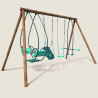 Portique balançoire en bois 4 agrès de 6 mois à 12 ans - 6 enfants - Suzanne - Vue 3/4 droite