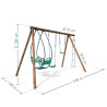 Portique balançoire en bois traité 3 agrès et échelle - Juliette - Dimensions