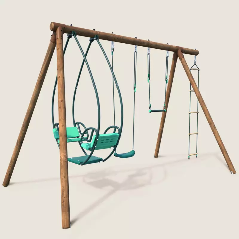 Trapèze Balançoire Avec Anneaux De Gymnastique – Corde Réglable 94-140 Cm – Pour Portique Extérieur – Enfants 3 Ans+