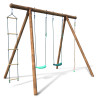 Portique en bois avec corde et échelle 4 agrès - Ernest - Vue 3/4 droite fond blanc