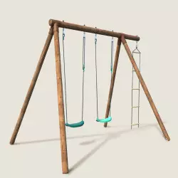 Portique balançoire en bois 3 agrès avec échelle ARTHUR