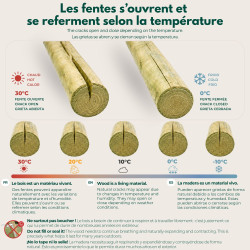 Détail d’un rondin de bois autoclave traité sel vert utilisé pour la balançoire Julie 4 agrès lors de chaleurs