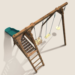 Parque infantil Flower de madera con columpios – vista superior