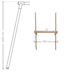 Escalera para pórtico 5 peldaños madera y cuerda (aparato) - Soulet