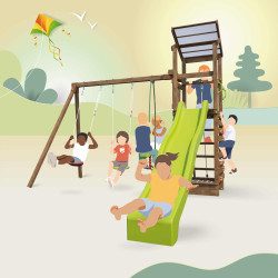 Zona de juegos infantiles con columpios y arenero - HAPPY Swing 150