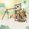 Zona de juegos FUNNY Swing & Climbing 120 de 2 torres con columpios y pared de escalada.