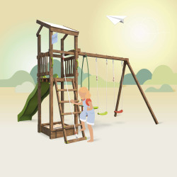 Zona de juegos infantiles con columpios y arenero - Tobogán HAPPY 150
