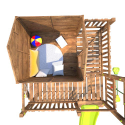 Casita de juegos para niños con columpios - COTTAGE