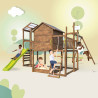 Casita de juegos infantil con columpios y muro de escalada - COTTAGE FUNNY