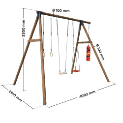Estructura de madera con saco de boxeo para adolescentes (3,30 m) – Galdar Boxe
