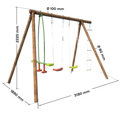 Grand portique en bois pour enfant 4 agrès - Gabin - Dimensions