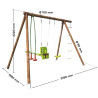 Portique en bois pour enfant 4 agrès - Suzon - Dimensions