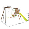 Station en bois avec portique, balançoire et 3 agrès - Narcisse - Dimensions