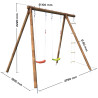 Portique en bois avec échelle et balançoire 3 agrès - Arthur - Dimensions