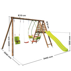 Station pour enfant avec portique et toboggan - Colza - Dimensions
