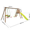 Station avec portique en bois balançoire et toboggan - Jacinthe - Dimensions