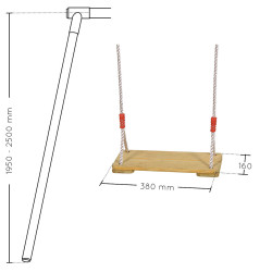 Balançoire en bois 2m - 2.50m - Dimensions