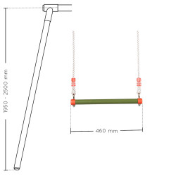 Trapèze en métal (agrès) pour portique en bois 40 cm - Soulet - Dimensions