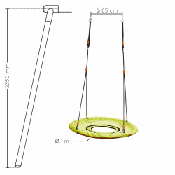 Balançoire nid d'oiseau rond 100 cm avec trou donuts panier enfant - Dimensions