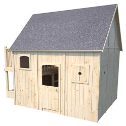 Cabane en bois haute sur pilotis pour enfant - Duplex - Vue 3/4 gauche