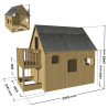 Cabane en bois haute sur pilotis pour enfant - Duplex - Dimensions