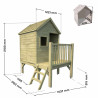 Cabane en bois traité sur pilotis pour enfant - Winny - Dimensions