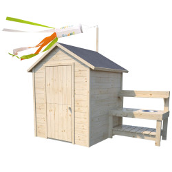 Cabane en bois avec mini-cuisine pour enfants – Jasmine - Vue 3/4 gauche