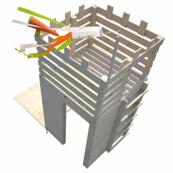 Cabane en bois pour enfants et ado avec mur escalade - Knight - Vue de dessus