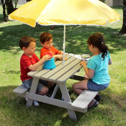 Table de pique-nique en bois pour enfant - Picnic - Parasol non inclus