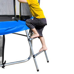 Cama elástica exterior de 3,66 m para niños con red de seguridad.