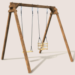 Columpio cuadrado de madera, Objectif Nature 2 equipamientos - Ambre