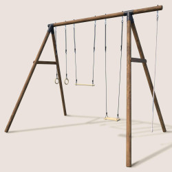 Columpio de madera tratada de clase 4 - para adolescentes (3,25 m) - 4 elementos de juego - GALDAR