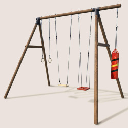 Estructura de madera con saco de boxeo para adolescentes (3,30 m) – Galdar Boxe