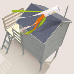 Cabaña de madera sobre pilotes con tobogán para niños – Joséphine