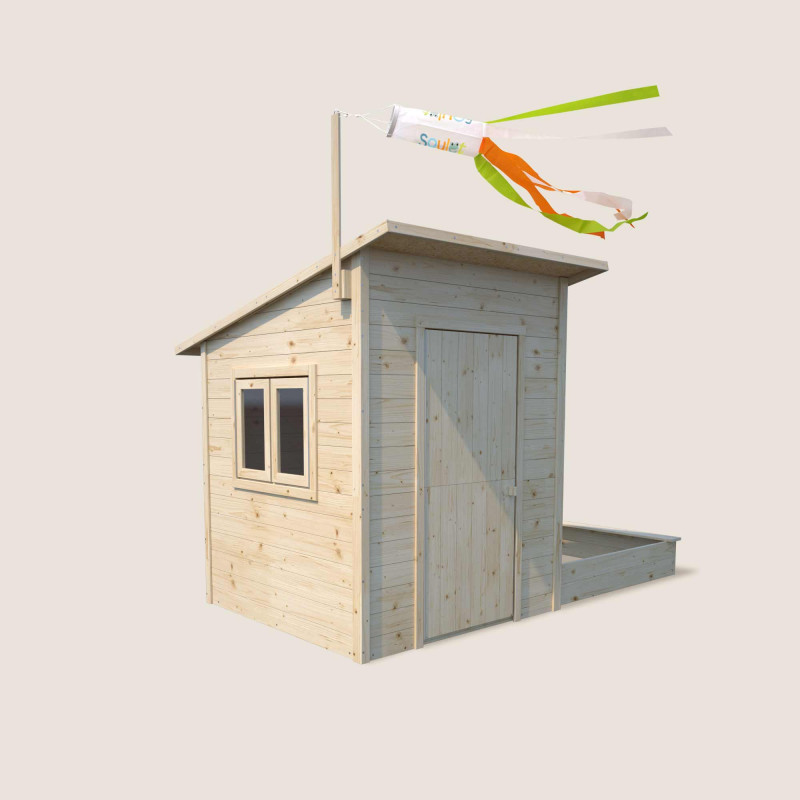 Cabane en bois avec bac à...