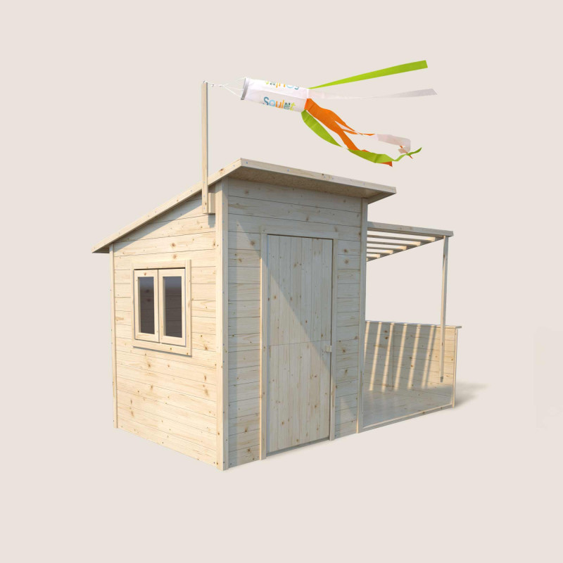 Cabane en bois avec pergola...