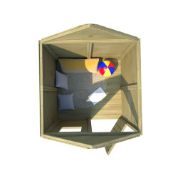 Casita de juegos de madera tratada con suelo y puerta infantil - Marina