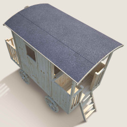 Casita de juegos móvil de madera para niños - Caravana de transporte