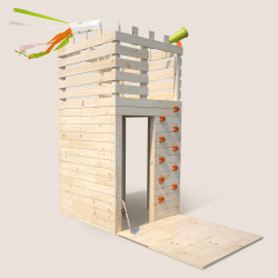 Casita de juegos de madera para niños y adolescentes con muro de escalada - Knight