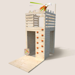 Casita de juegos de madera para niños y adolescentes con muro de escalada - Knight